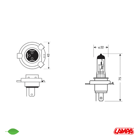 12V LAMPADINA ALOGENA H4 60/55W 1PZ 58040